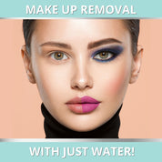 Make up removal using just water with Dermaworks deep cleansing and exfoliating face cloths.