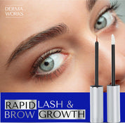 Advanced eyelash serum for growth and thickness, plus advanced rapid brow growth serum, together in a set.